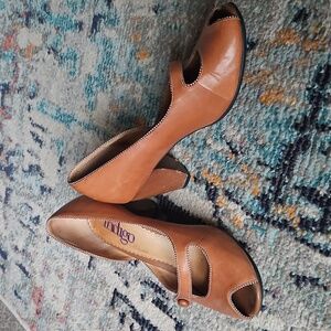 Indigo Brown Mary Jane Peep Toe Heels